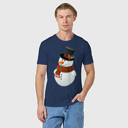 Футболка хлопковая мужская Снеговик, цвет: тёмно-синий — фото 2