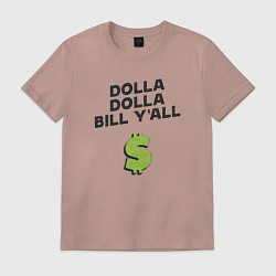 Футболка хлопковая мужская Dolla Bill Yall, цвет: пыльно-розовый