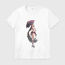 Футболка хлопковая мужская Девушка с зонтом, цвет: белый