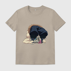 Футболка хлопковая мужская Клинок, рассекающий демонов, цвет: миндальный