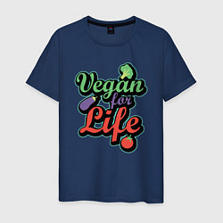 Футболка хлопковая мужская Vegan For Life, цвет: тёмно-синий