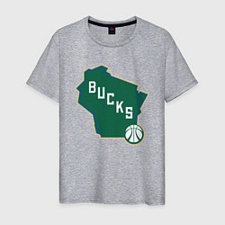 Футболка хлопковая мужская Bucks Map, цвет: меланж