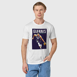 Футболка хлопковая мужская Giannis - Bucks, цвет: белый — фото 2