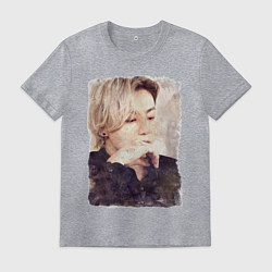 Футболка хлопковая мужская Задумчивый Чонгук, цвет: меланж