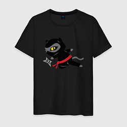 Футболка хлопковая мужская Ниндзя-Кот, цвет: черный