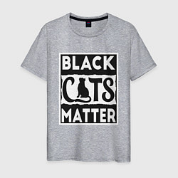 Футболка хлопковая мужская Black Cats Matter, цвет: меланж