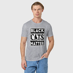 Футболка хлопковая мужская Black Cats Matter, цвет: меланж — фото 2