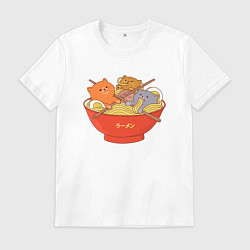 Футболка хлопковая мужская Вкусные котики, цвет: белый