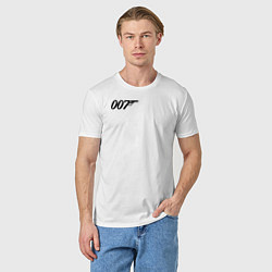 Футболка хлопковая мужская 007 лого, цвет: белый — фото 2