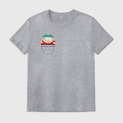 Футболка хлопковая мужская Картман в кармане, цвет: меланж