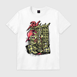 Футболка хлопковая мужская Музыкант запутался в проводах, цвет: белый