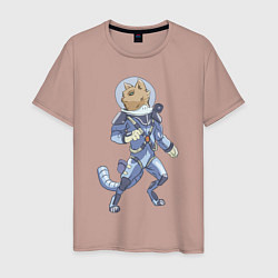 Футболка хлопковая мужская Рыжий космонавт, цвет: пыльно-розовый