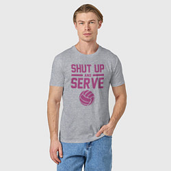 Футболка хлопковая мужская Shut Up And Serve, цвет: меланж — фото 2