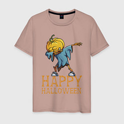 Футболка хлопковая мужская Happy Halloween, цвет: пыльно-розовый