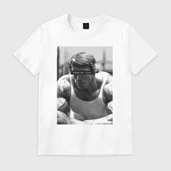 Футболка хлопковая мужская Качай железо Pumping iron, цвет: белый