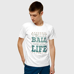 Футболка хлопковая мужская Волейбол - моя жизнь, цвет: белый — фото 2