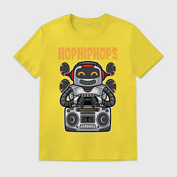 Футболка хлопковая мужская Улыбающийся робот, цвет: желтый