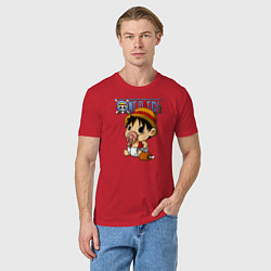 Футболка хлопковая мужская Малыш Луффи One Piece, цвет: красный — фото 2