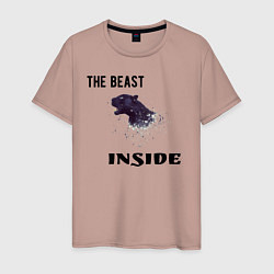 Футболка хлопковая мужская The beast inside, цвет: пыльно-розовый