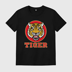 Футболка хлопковая мужская Tiger Japan, цвет: черный