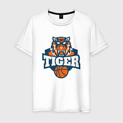 Футболка хлопковая мужская Tiger Basketball, цвет: белый