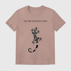 Футболка хлопковая мужская Ящерица, цвет: пыльно-розовый