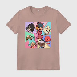Футболка хлопковая мужская Сharacters Toca Boca, цвет: пыльно-розовый