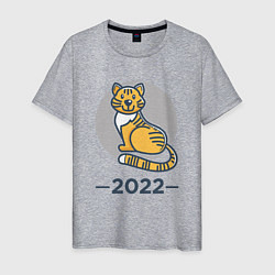 Футболка хлопковая мужская Тигр 2022, цвет: меланж