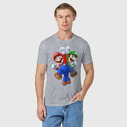 Футболка хлопковая мужская Mario Bros, цвет: меланж — фото 2