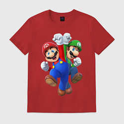 Футболка хлопковая мужская Mario Bros, цвет: красный