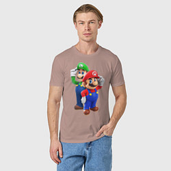 Футболка хлопковая мужская Mario Bros, цвет: пыльно-розовый — фото 2