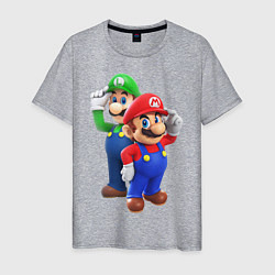 Футболка хлопковая мужская Mario Bros, цвет: меланж