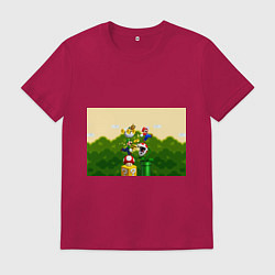 Футболка хлопковая мужская Mario Coins, цвет: маджента