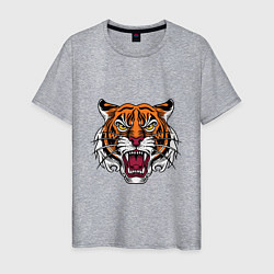Футболка хлопковая мужская Style - Tiger, цвет: меланж