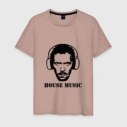 Футболка хлопковая мужская Dr House music, цвет: пыльно-розовый