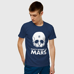 Футболка хлопковая мужская 30 Seconds to Mars белый череп, цвет: тёмно-синий — фото 2