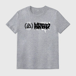 Футболка хлопковая мужская Линкин Парк Лого ЧБ Рок Linkin Park, цвет: меланж