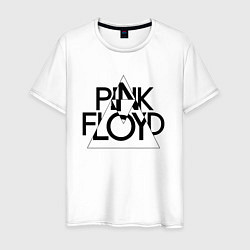 Футболка хлопковая мужская PINK FLOYD LOGO ПИНК ФЛОЙД, цвет: белый