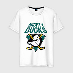 Футболка хлопковая мужская Анахайм Дакс, Mighty Ducks, цвет: белый