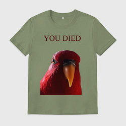 Футболка хлопковая мужская Красный попугай, цвет: авокадо