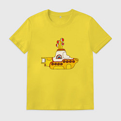 Футболка хлопковая мужская The Beatles Yellow Submarine в дудл стиле, цвет: желтый