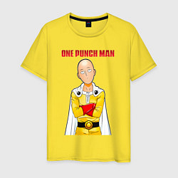 Футболка хлопковая мужская Сайтама безразличие One Punch-Man, цвет: желтый