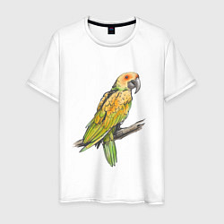 Футболка хлопковая мужская Любимый попугай, цвет: белый