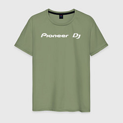Футболка хлопковая мужская Pioneer DJ - Logo White, цвет: авокадо