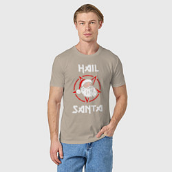 Футболка хлопковая мужская Hail Santa, цвет: миндальный — фото 2
