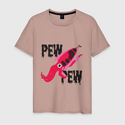 Футболка хлопковая мужская Pew Pew Squid, цвет: пыльно-розовый