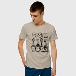 Футболка хлопковая мужская Карикатура на группу System of a Down, цвет: миндальный — фото 2