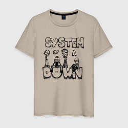 Футболка хлопковая мужская Карикатура на группу System of a Down, цвет: миндальный