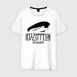 Футболка хлопковая мужская Дирижабль Led Zeppelin с лого участников, цвет: белый