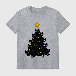 Футболка хлопковая мужская НовоКОТняя елка, цвет: меланж